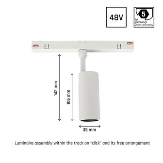 SYSTEM SHIFT SPOT WHITE CRI90 48V 6W 555LM 3000K