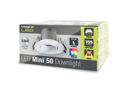 LUX MINI LED DOWNLIGHT TILTABLE 15&deg; CRI-95 3,3W 155LM 3000K
