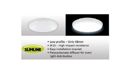 LED SLIMLINE PLAFONDLAMP SENSOR &amp; 3-UURS NOODLAMP IP54 IK10 12W 1266LM 4000K