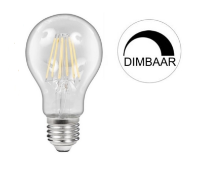 LED FILAMENT LAMP A60 DIMBAAR 230V E27 6W 670LM 2800K  