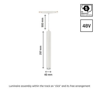 SYSTEM SHIFT HANGIT WHITE CRI90 48V 12W 1130LM 3000K