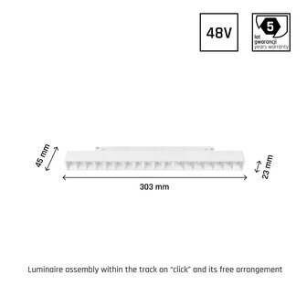 SYSTEM SHIFT GRID-30 WHITE UGR19 CRI90 48V 17W 1700LM 3000K