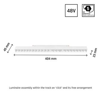 SYSTEM SHIFT GRID-40 WHITE UGR19 CRI90 48V 22W 2250LM 3000K