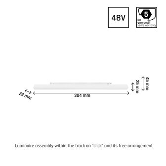 SYSTEM SHIFT LINE-30 WHITE CRI90 48V 8W 980LM 3000K 