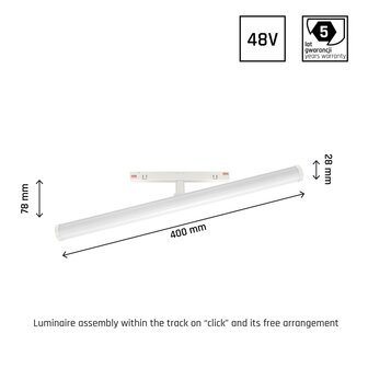 SYSTEM SHIFT BEAM LAMP CRI90 48V 12W 1400LM 3000K