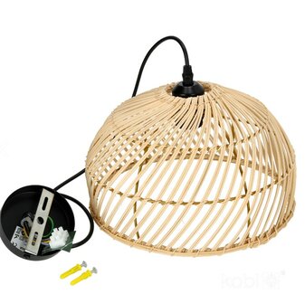 HANGLAMP RIGA GEVLOCHTEN RATTAN 230V E27 