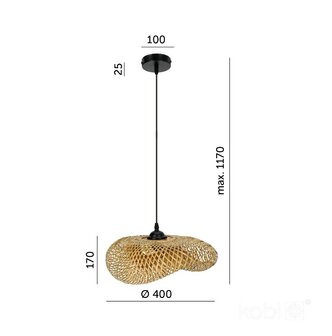 HANGLAMP BRUGIA-S GEVLOCHTEN BAMBOE 230V E27 