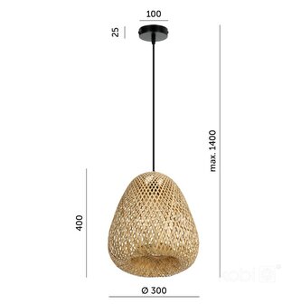 HANGLAMP BEIRUT GEVLOCHTEN BAMBOE 230V E27 