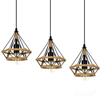 HANGLAMP SIENA JUTE/METAAL 230V 3 X E27 