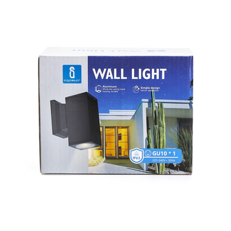 TUINLAMP WANDLAMP SQUARE ZWART DOWN IP65 230V GU10