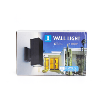 TUINLAMP WANDLAMP SQUARE ZWART UP/DOWN IP65 230V GU10