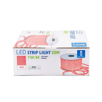 SMD LED STRIP 230V 7W/M. 120-LEDS/M. ROOD 50-METER ROL