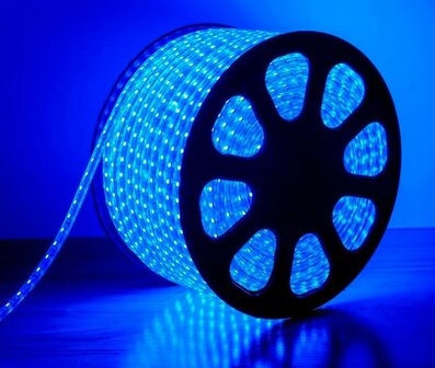 SMD LED STRIP 230V 7W/M. 120-LEDS/M. BLAUW 50-METER ROL