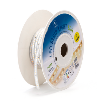 SMD LED STRIP 230V 7W/M. 500LM/M. 3000K 50-METER ROL