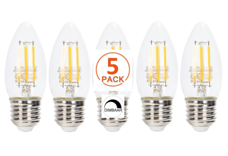 LED CANDLE DIM 230V E27 4W=38W 400LM 2700K 5-PACK