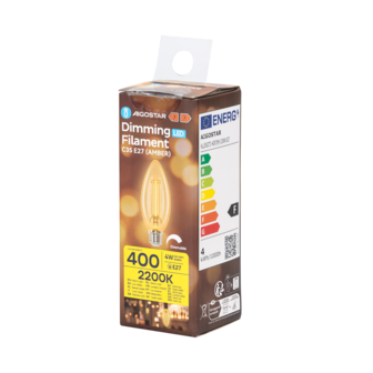 LED CANDLE GOLD GLAS DIM 230V E27 4W=38W 400LM 2200K 5-PACK