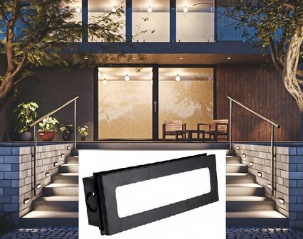 LED BUITENLAMP MUUR INBOUW MILKY IP54 6W 850LM TRI-COLOR