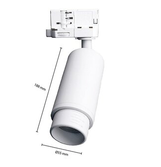 3-FASE RAILSPOT ZOOMABLE 10&deg; TOT 50&deg; ZWART OF WIT 230V GU10 