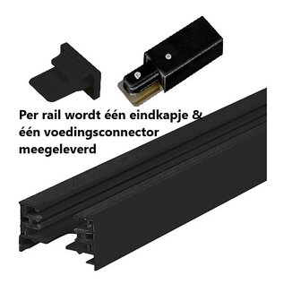 1-FASE RAILS TRACKS ZWART DIVERSE LENGTES