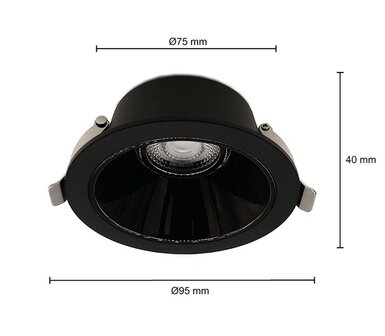 LED DOWNLIGHT KERBER CCT-SWITCH 230V 7W 560LM ZWART