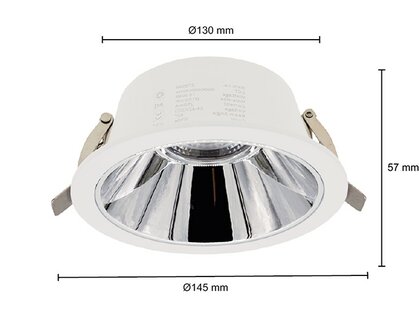 LED DOWNLIGHT KERBER &Oslash;130MM CCT-SWITCH 230V 16W 1291LM WIT