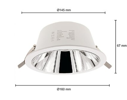 LED DOWNLIGHT KERBER &Oslash;145MM CCT-SWITCH 230V 16W 1291LM WIT