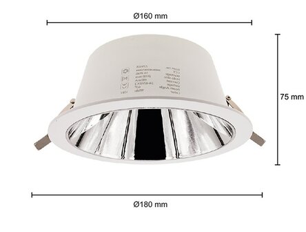 LED DOWNLIGHT KERBER &Oslash;160MM CCT-SWITCH 230V 16W 1291LM WIT