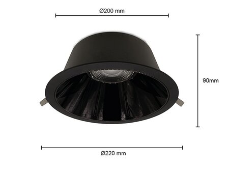 LED DOWNLIGHT KERBER CCT-SWITCH 230V 20W 1600LM ZWART