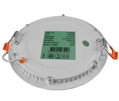 LED DOWNLIGHT SLIM ZWART/WIT IP44 230V 12W 3000K/4000K