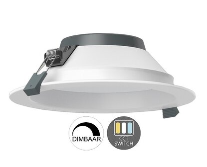 LED DOWNLIGHT CCT-SWITCH &amp; DIMBAAR 230V 15W 1545LM WIT