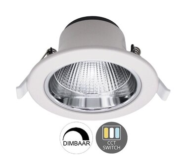 LED DOWNLIGHT 60&deg; CCT-SWITCH &amp; DIMBAAR 230V 10W 967LM WIT