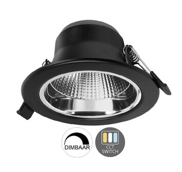 LED DOWNLIGHT 60&deg; CCT-SWITCH &amp; DIMBAAR 230V 10W 976LM ZWART