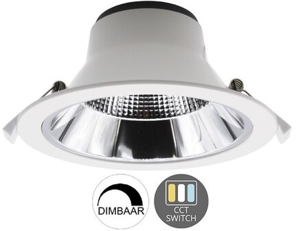 LED DOWNLIGHT 60&deg; CCT-SWITCH &amp; DIMBAAR 230V 20W 2089LM WIT