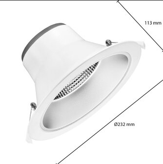 LED DOWNLIGHT 60&deg; CCT-SWITCH &amp; DIMBAAR 230V 20W 2089LM WIT