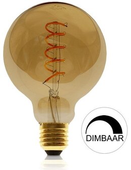 LED FILAMENT GLOBE G100 AMBER DIMBAAR E27 4W 240LM 2200K 