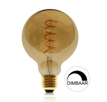 LED FILAMENT GLOBE G80 AMBER DIMBAAR E27 4W 280LM 2400K 