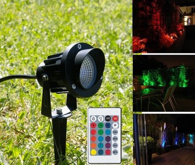 RGB LED TUINSPOT MET GRONDPEN IP65 230V 9W MULTICOLOR