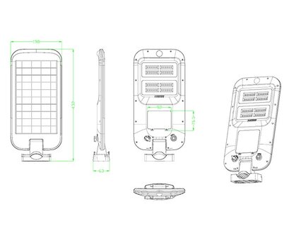 SOLAR LED STRAATLAMP SENSOR/REMOTE IP65 1800LM 6000K