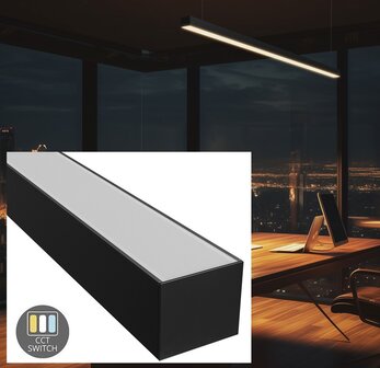 LED LINEAR ARMATUUR BLACK 150CM 50W 6250LM CCT-SWITCH 