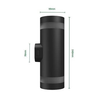 LED BUITENLAMP TORRE-RING UP/DOWN IP54 18W 1400LM CCT-SWITCH