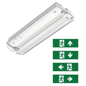 LED NOODVERLICHTING WIT IP66 230V 3W 450LM INCL. PICTOGRAMMEN