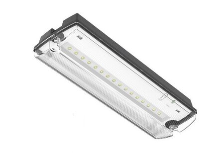 LED NOODVERLICHTING ZWART IP66 230V 3W 450LM INCL. PICTOGRAMMEN