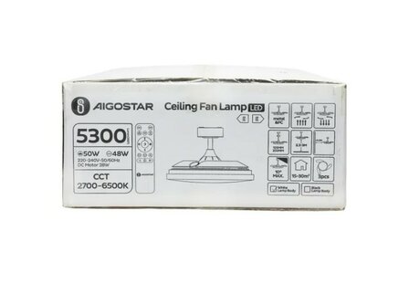 LED PLAFONDVENTILATOR WIT 230V 50W 5600LM DIMBAAR 2700K/6500K
