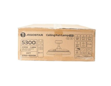 LED PLAFONDVENTILATOR ZWART 230V 50W 5600LM DIMBAAR 2700K/6500K