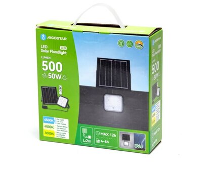 SOLAR LED VERSTRALER DIMBAAR &amp; CCT-SWITCH 50W 500LM 