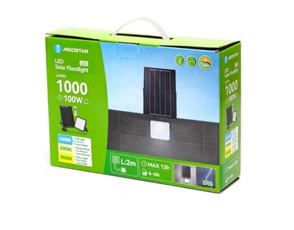 SOLAR LED VERSTRALER DIMBAAR &amp; CCT-SWITCH 100W 1000LM 