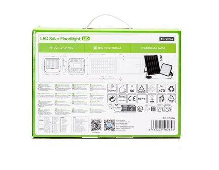 SOLAR LED VERSTRALER DIMBAAR &amp; CCT-SWITCH 100W 1000LM 