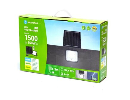 SOLAR LED VERSTRALER DIMBAAR &amp; CCT-SWITCH 150W 1500LM 