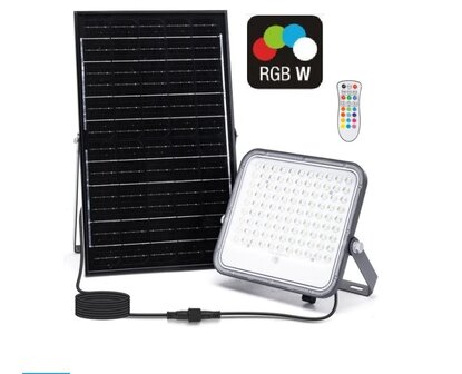 SOLAR LED VERSTRALER RGB+W &amp; DIMBAAR 150W + REMOTE 