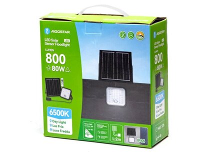SOLAR LED VERSTRALER MET PIR SENSOR &amp; REMOTE 80W 800LM 6500K 